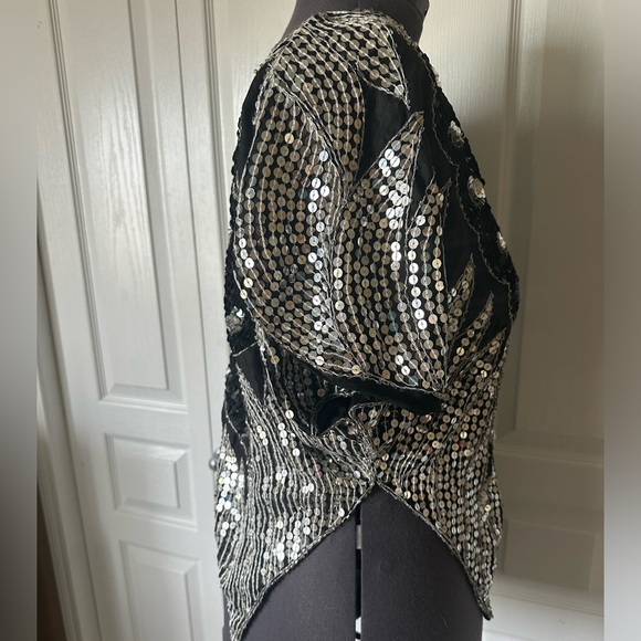 Vintage sequins 100% pure silk top - Picture 4 of 12